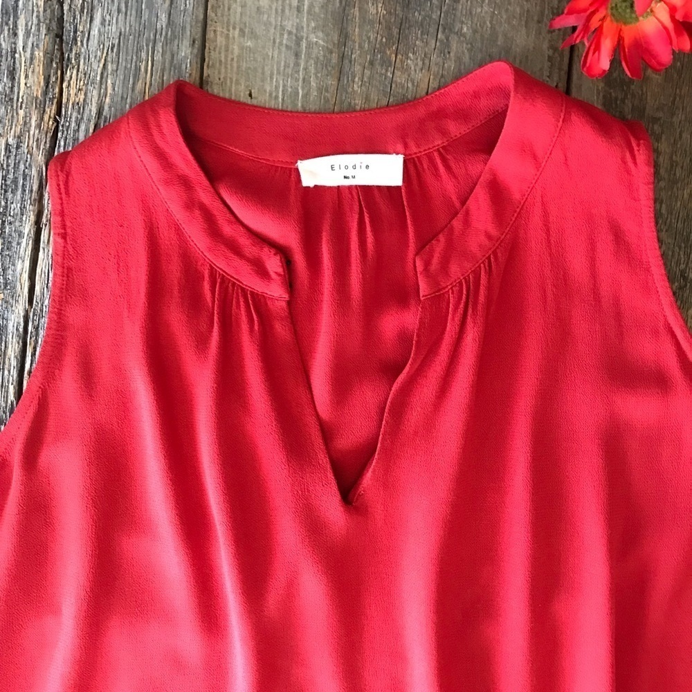 elodie Coral Orange High-Low Sleeveless Top Size Medium - Picture 6 of 9